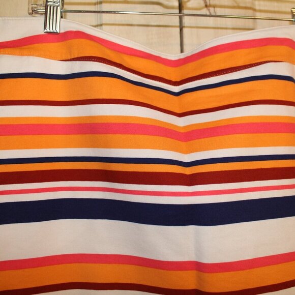 Merona multicolor horizontal striped skirt knee length zip closure w/ pockets 16 - Picture 3 of 7